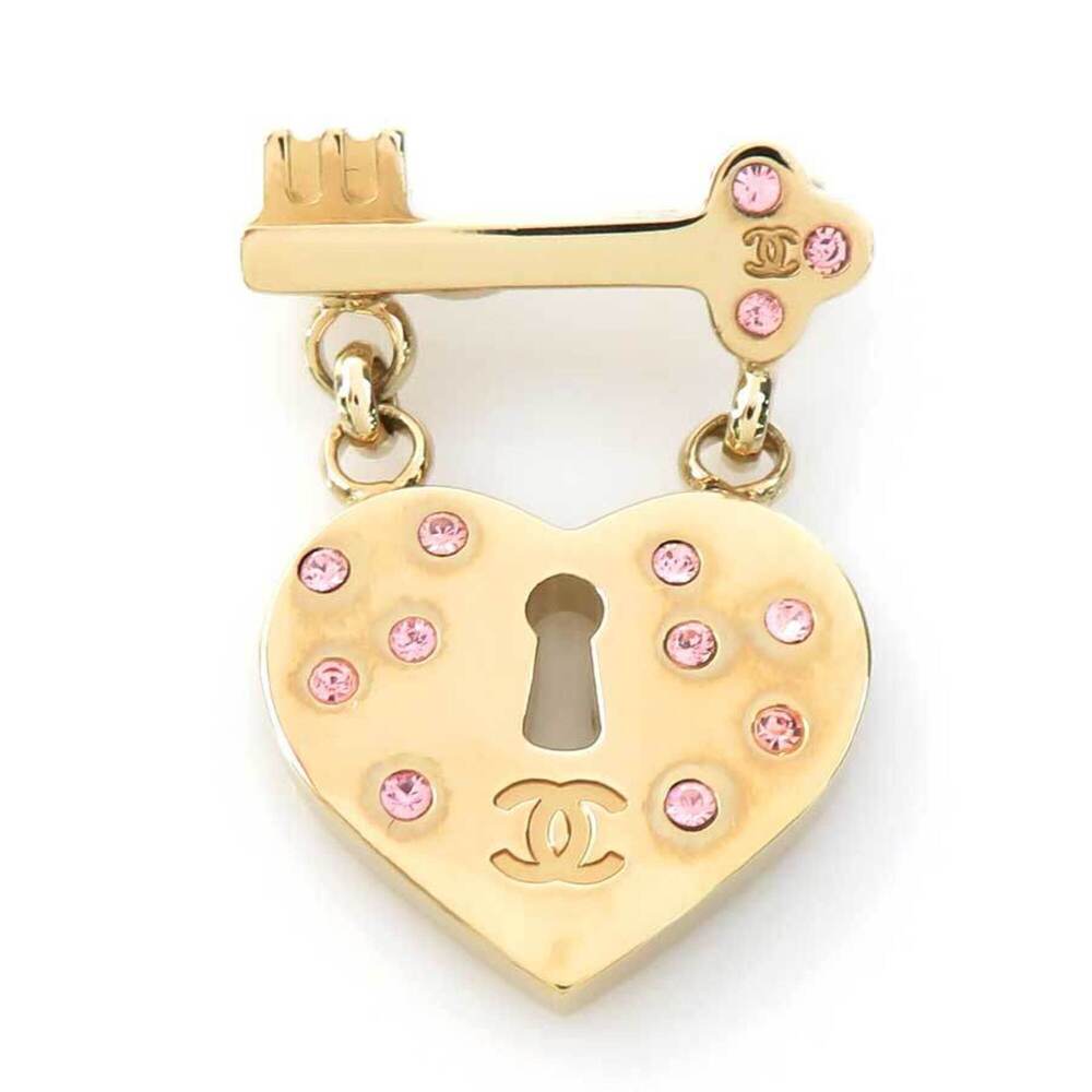 CHANEL Pink Heart Brooch